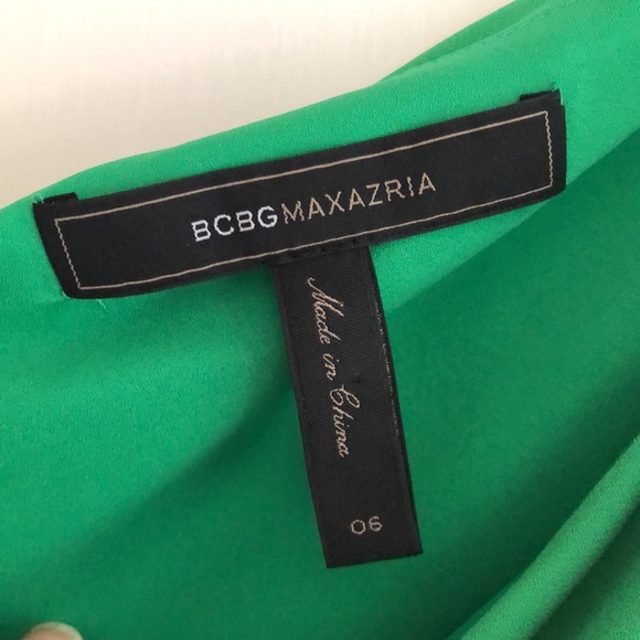 BCBG MAXAZRIA One Shoulder Green Dress Size 06 - Picture 4 of 14